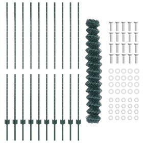 Cerca de Cadena con 10 postes U Verde 1.5x10 m Acero von , Zaunpfosten - Ref: Foro24-3336235, Preis: 143,35 €, Rabatt: -5%%
