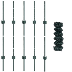 Cerca de Eslabones de Cadena con 10 postes verdes 0.4x10 m de acero von , Zaunpfosten - Ref: Foro24-3336237, Preis: 58,65 €, ...