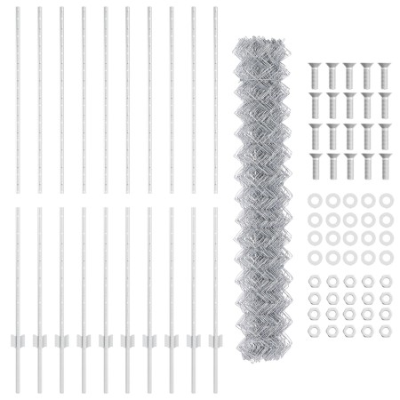 Cerca de Cadena con 20 Postes U Plateado 1.6x10 m Acero de , Postes de cerca - Ref: Foro24-3336300, Precio: 119,50 €, Descuen...