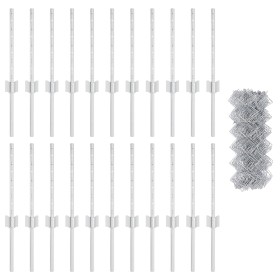 Cerca de Cadena con 22 postes en U Plateada 0.4x25 m Acero by , fence posts - Ref: Foro24-3336301, Price: 112,06 €, Discount: %