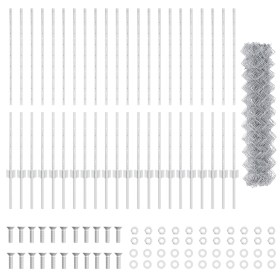Valla de eslabones de cadena con 44 postes en plata 1.2m x 25m de acero von , Zaunpfosten - Ref: Foro24-3336308, Preis: 202,7...