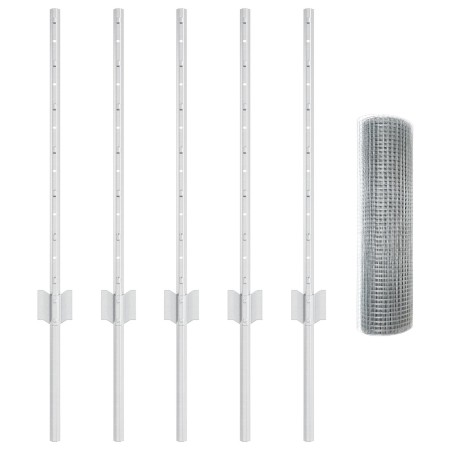 Conjunto de Cerca de Jardín Set de 2 Acero galvanizado 10 x 0.5 m by , fence posts - Ref: Foro24-3336315, Price: 39,23 €, Dis...
