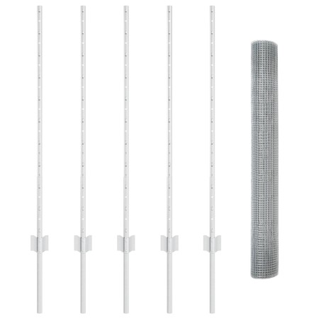 Set de Cerca de Malla de Pollo Set de 2 Acero galvanizado 10 x 1 m de , Postes de cerca - Ref: Foro24-3336328, Precio: 55,22 €