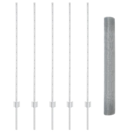 Cerca de Alambre Soldado con 10 Postes U Plateada 1.2x10 m Acero de , Postes de cerca - Ref: Foro24-3336331, Precio: 56,99 €,...
