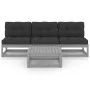 4-piece garden furniture set with solid pine wood cushions by vidaXL, Garden sets - Ref: Foro24-3076356, Price: 305,33 €, Dis...