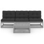 Gartenmöbelset 4 Stück und Kissen aus massivem Kiefernholz von vidaXL, Gartensets - Ref: Foro24-3076356, Preis: 309,63 €, Rab...