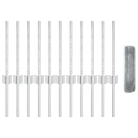 Valla de Alambre Soldado con 11 postes U Plateado 0.4x25 m Acero by , fence posts - Ref: Foro24-3336344, Price: 62,48 €, Disc...