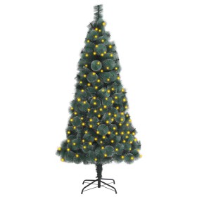 Árbol de Navidad con luces y soporte PET verde 150 cm