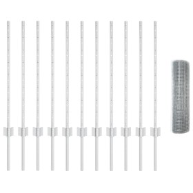 Cerca de Alambre Soldado con 11 Postes en U Plateado 0.8x25 m de Acero by , fence posts - Ref: Foro24-3336357, Price: 89,73 €...