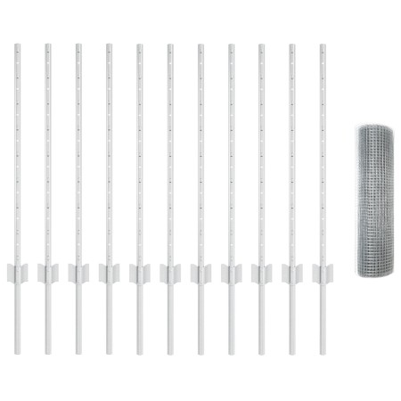 Cerca de Alambre Soldado con 11 Postes en Plata 0.8x25 m de Acero de , Postes de cerca - Ref: Foro24-3336359, Precio: 86,99 €...