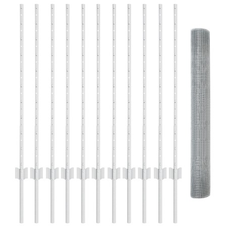 Cerca de Alambre Soldado con 22 Postes en U Plateados 1x25 m Acero de , Postes de cerca - Ref: Foro24-3336360, Precio: 110,50 €