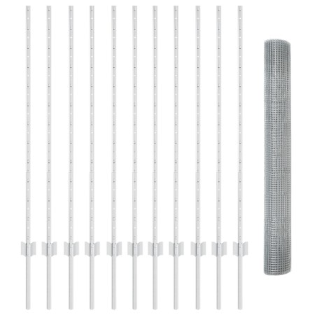 Cerca de Alambre Soldado con 22 postes U Plata 1.2x25 m Acero de , Postes de cerca - Ref: Foro24-3336364, Precio: 125,57 €, D...