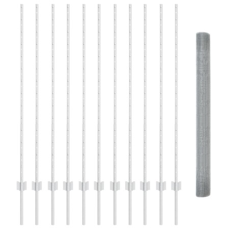 Cerca de alambre soldado con 22 postes U Plata 1.4x25 m Acero de , Postes de cerca - Ref: Foro24-3336368, Precio: 145,81 €, D...