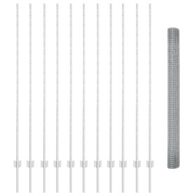 Cerca de Alambre Soldado con 22 Postes en Plateado 1.5x25 m de Acero by , fence posts - Ref: Foro24-3336373, Price: 144,66 €,...