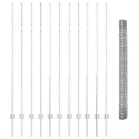 Cerca de Alambre Soldado con 22 Postes U Plata 1.6x25 m Acero de , Postes de cerca - Ref: Foro24-3336376, Precio: 161,99 €, D...