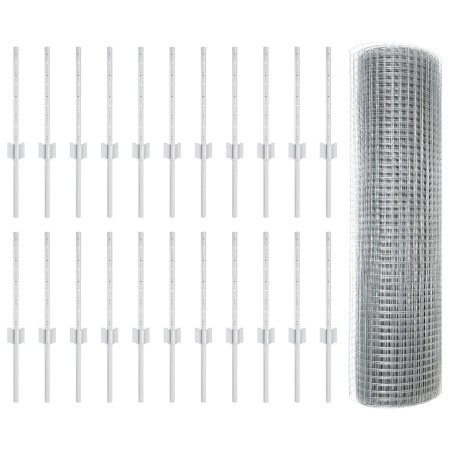 Cerca de Alambre Soldado con 22 Postes U Plateados 0.4x50 m Acero de , Postes de cerca - Ref: Foro24-3336382, Precio: 104,05 ...