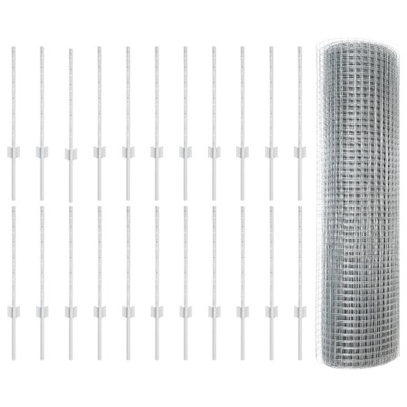 Cerca de Alambre Soldado con 22 Postes en Plata 0.6x50 m de Acero de , Postes de cerca - Ref: Foro24-3336390, Precio: 140,26 ...