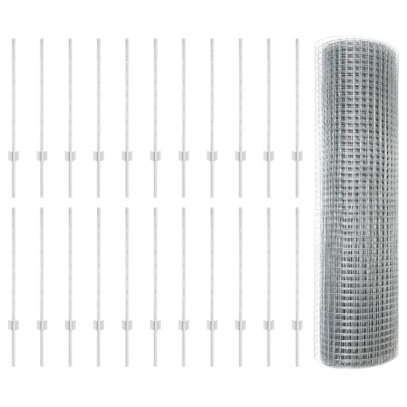 Cerca de Alambre Soldado con 22 Postes U Plata 0.8x50 m Acero de , Postes de cerca - Ref: Foro24-3336391, Precio: 174,76 €, D...