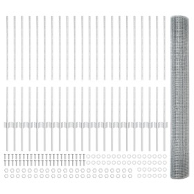 Cerca de Alambre Soldado con 44 Postes en Plata 1x50 m Acero de , Postes de cerca - Ref: Foro24-3336395, Precio: 209,81 €, De...