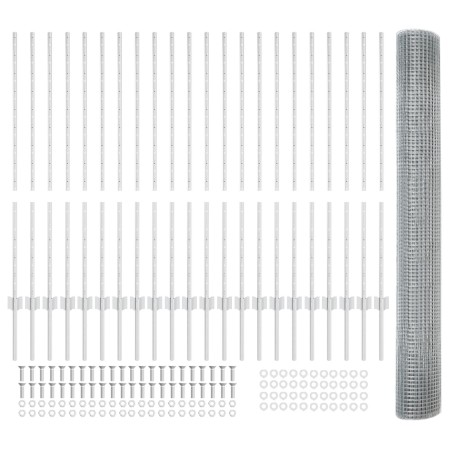 Cerca de Alambre Soldado con 44 Posts en U Plata 1.2x50 m Acero de , Postes de cerca - Ref: Foro24-3336399, Precio: 241,29 €,...