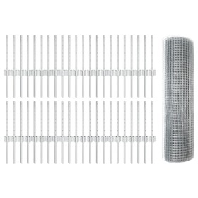 Cerca de Alambre Soldado con 44 postes de plata 0.4x100 m de acero by , fence posts - Ref: Foro24-3336414, Price: 187,47 €, D...
