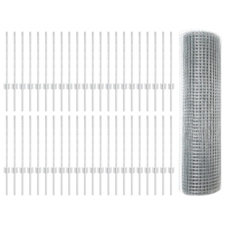 Cerca de Alambre Soldado con 44 U Postes Plata 0.5x100 m Acero de , Postes de cerca - Ref: Foro24-3336419, Precio: 227,08 €, ...