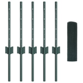 Cerca de Alambre Soldado con 5 Postes en U Verde 0.4x10 m Acero by , fence posts - Ref: Foro24-3336430, Price: 36,71 €, Disco...
