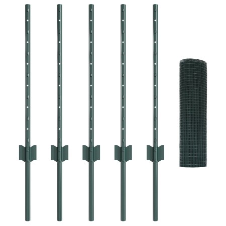 Conjunto de Paneles de Cerca Rústicos Set de 2 Verde Metal by , fence posts - Ref: Foro24-3336432, Price: 42,39 €, Discount: %