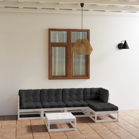Muebles de jardín 6 piezas con cojines de madera de pino maciza de vidaXL, Conjuntos de jardín - Ref: Foro24-3076590, Precio:...