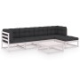 Muebles de jardín 6 piezas con cojines de madera de pino maciza de vidaXL, Conjuntos de jardín - Ref: Foro24-3076590, Precio:...