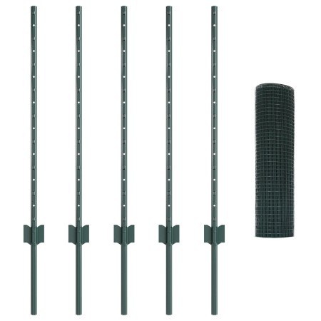 Cerca de Alambre Soldado con 5 Postes U Verde 0.8x10 m Acero de , Postes de cerca - Ref: Foro24-3336441, Precio: 48,68 €, Des...