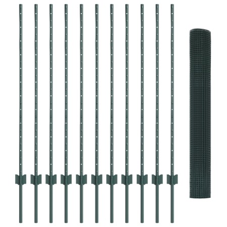 Cerca Soldada con 11 Postes en U Verde 1.2x25 m de Acero de , Postes de cerca - Ref: Foro24-3336483, Precio: 110,85 €, Descue...