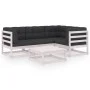 5-teiliges Gartenmöbel-Set mit Kissen aus massivem Kiefernholz von vidaXL, Gartensets - Ref: Foro24-3076600, Preis: 446,43 €,...