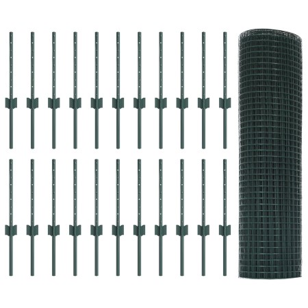 Cerca de Alambre Soldado con 22 Postes en U Verde 0.4x50 m Acero de , Postes de cerca - Ref: Foro24-3336498, Precio: 103,38 €...