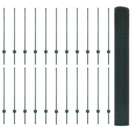 Cancela de Alambre Soldado con 22 postes en U Verde 1x50 m Acero de , Postes de cerca - Ref: Foro24-3336517, Precio: 178,06 €...