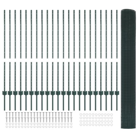 Cerca de Alambre Soldado con 22 Postes en U Verde 1.2x50 m Acero de , Postes de cerca - Ref: Foro24-3336521, Precio: 199,80 €...