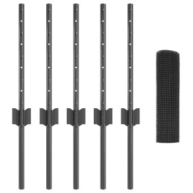 Valla de Alambre Soldado con 5 Postes en U Gris 0.4x10 m Acero by , fence posts - Ref: Foro24-3336547, Price: 31,97 €, Discou...
