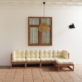 5-teiliges Gartenmöbel-Set mit Kissen aus massivem Kiefernholz von vidaXL, Gartensets - Ref: Foro24-3076587, Preis: 494,19 €,...