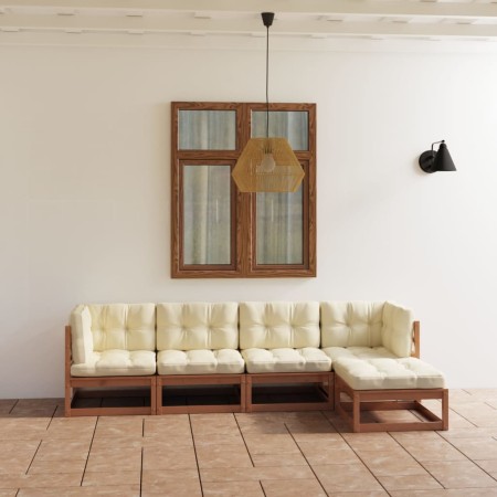 5-teiliges Gartenmöbel-Set mit Kissen aus massivem Kiefernholz von vidaXL, Gartensets - Ref: Foro24-3076587, Preis: 494,19 €,...