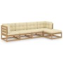 5-teiliges Gartenmöbel-Set mit Kissen aus massivem Kiefernholz von vidaXL, Gartensets - Ref: Foro24-3076587, Preis: 494,19 €,...