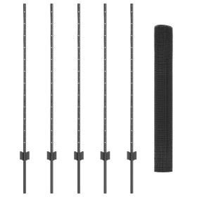 Cerca de Alambre Soldado con 10 Estacas Gris 1.2x10 m de Acero by , fence posts - Ref: Foro24-3336569, Price: 54,79 €, Discou...