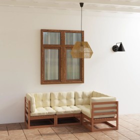 Gartenmöbel 4 Stück mit Kissen aus massivem Kiefernholz von vidaXL, Gartensets - Ref: Foro24-3076597, Preis: 505,07 €, Rabatt: %