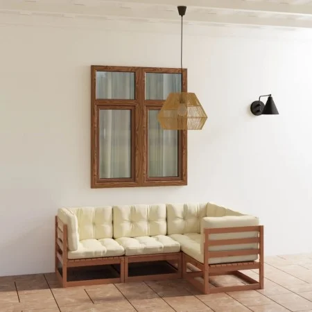 4-piece garden furniture set with solid pine wood cushions by vidaXL, Garden sets - Ref: Foro24-3076597, Price: 504,73 €, Dis...