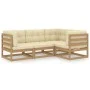 4-piece garden furniture set with solid pine wood cushions by vidaXL, Garden sets - Ref: Foro24-3076597, Price: 504,73 €, Dis...