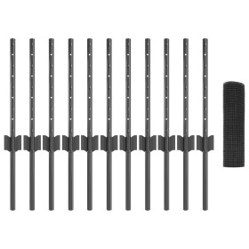 Valla de Alambre Soldado con 11 postes en U Gris 0.4x25 m Acero by , fence posts - Ref: Foro24-3336581, Price: 54,61 €, Disco...