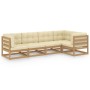 Gartenmöbelset 5-tlg. und Kissen aus massivem Kiefernholz von vidaXL, Gartensets - Ref: Foro24-3076607, Preis: 561,29 €, Raba...