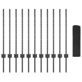 Cerca de Alambre Soldado con 11 Postes U Gris 0.8x25 m Acero by , fence posts - Ref: Foro24-3336594, Price: 82,79 €, Discount: %