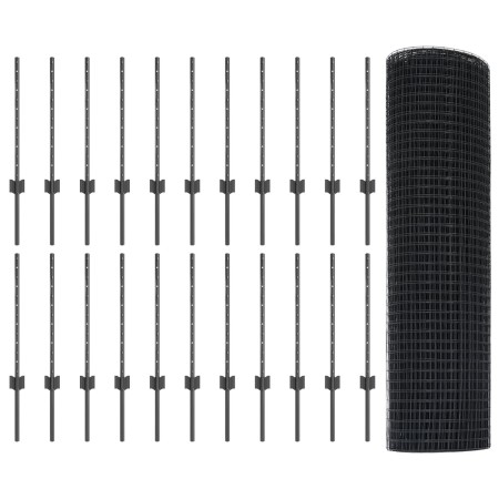 Cerca de Alambre Soldado con 22 postes en U Gris 0,5x50 m Acero de , Postes de cerca - Ref: Foro24-3336621, Precio: 120,13 €,...
