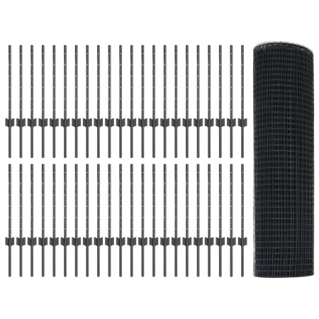 Cerca de Alambre Soldado con 44 Postes U Gris 0.6x100 m Acero de , Postes de cerca - Ref: Foro24-3336655, Precio: 241,70 €, D...