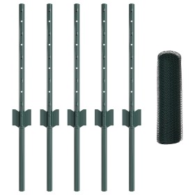 Publicación de Poste de Cerca 5 pcs U-Channel Verde 40 cm Acero, Cerca Hexagonal Verde 0.4x10 m Acero by , fence posts - Ref:...